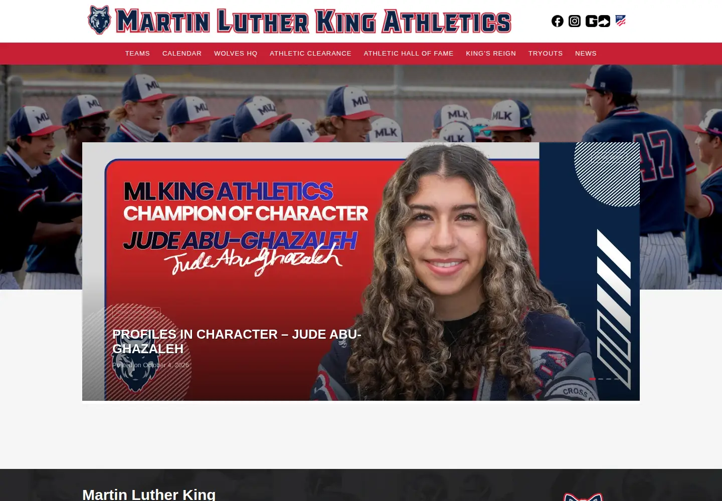Captured homepage of kingwolvesathletics.com in the current scan