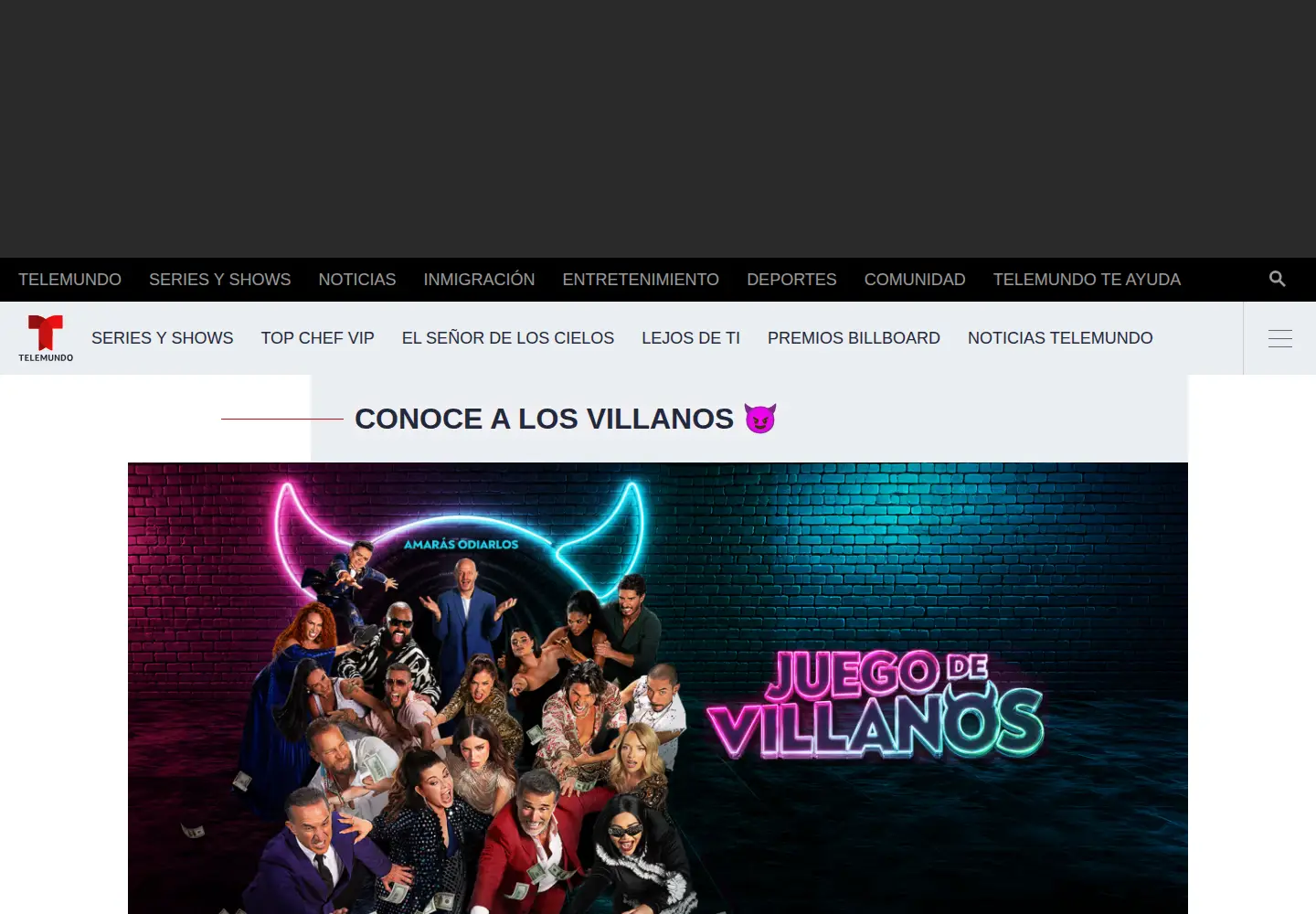 Screenshot of telemundo.com
