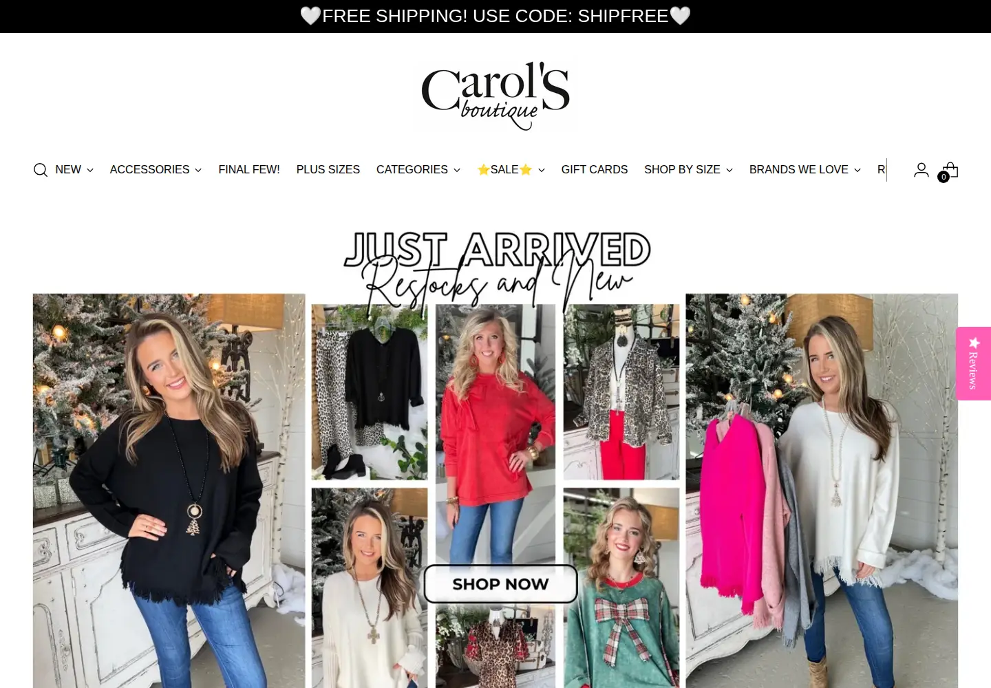 Screenshot of shopcarols.com