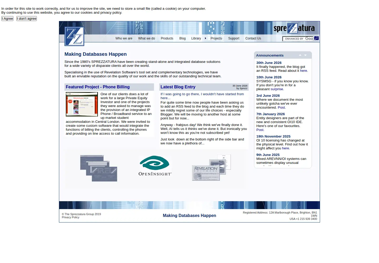 Captured homepage of sprezzatura.com in the current scan