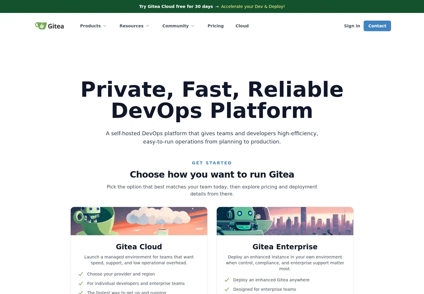 Screenshot of gitea.io