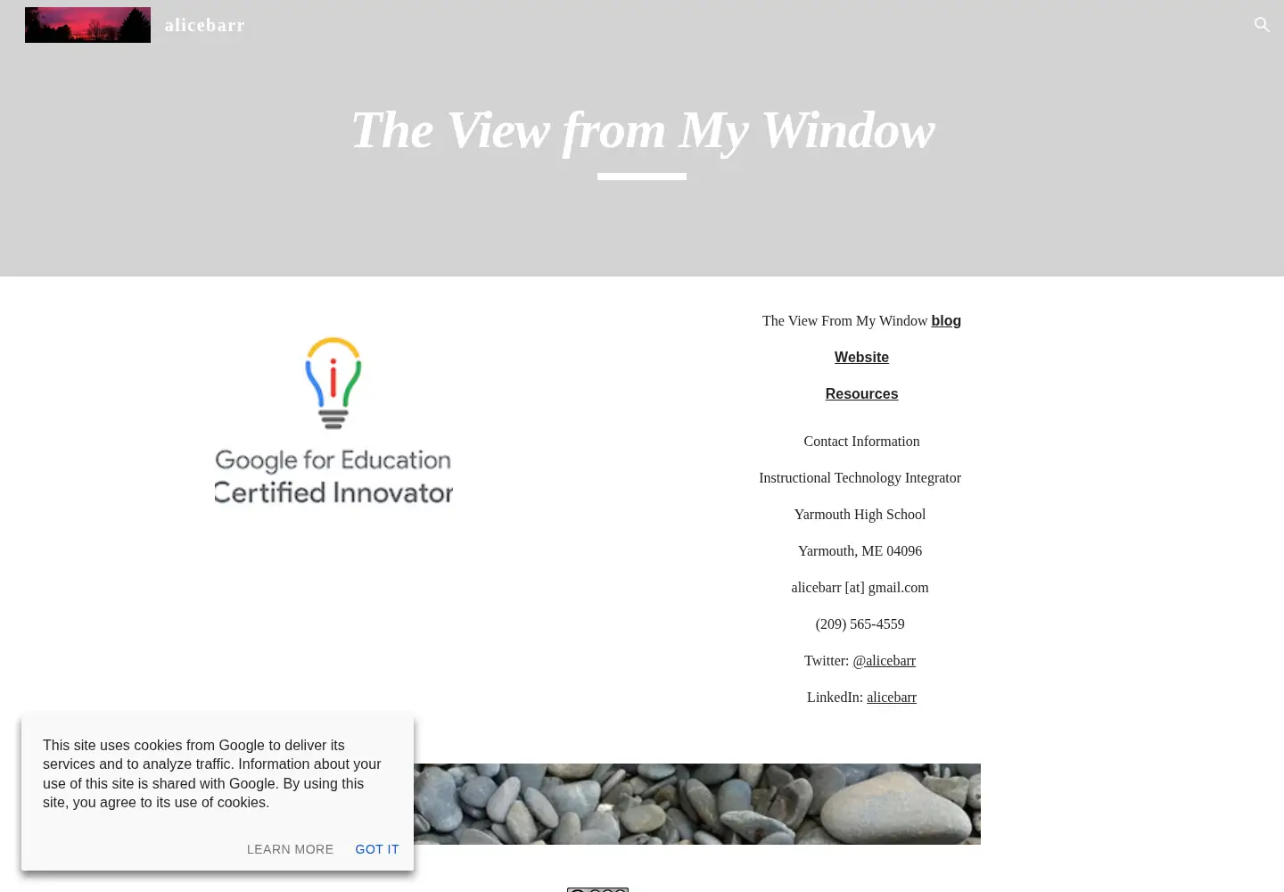 Screenshot of alicebarr.org