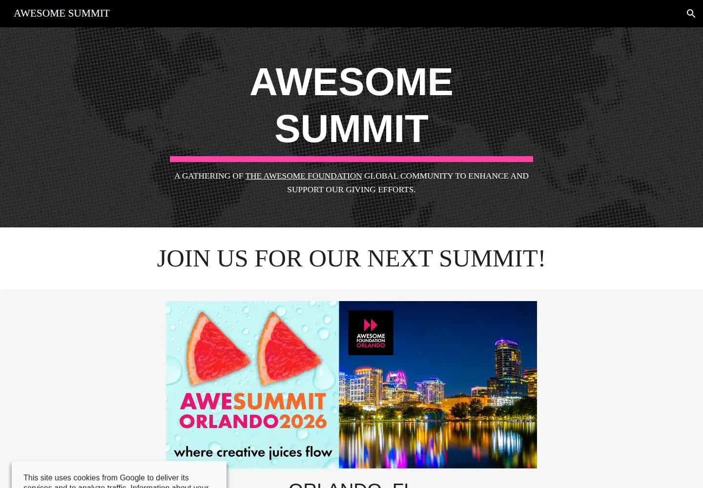 Captured homepage of awesomesummit.org in the current scan