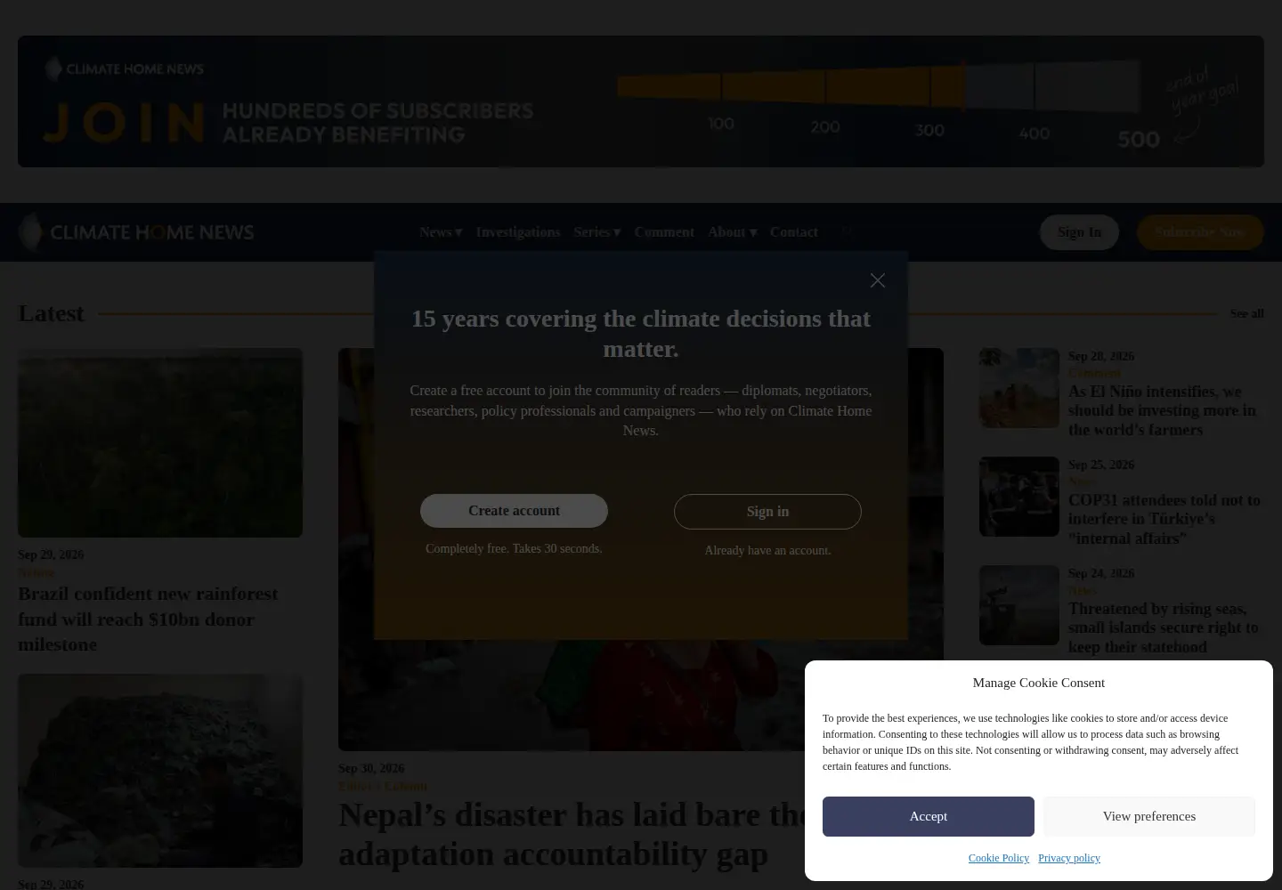 Screenshot of climatechangenews.com