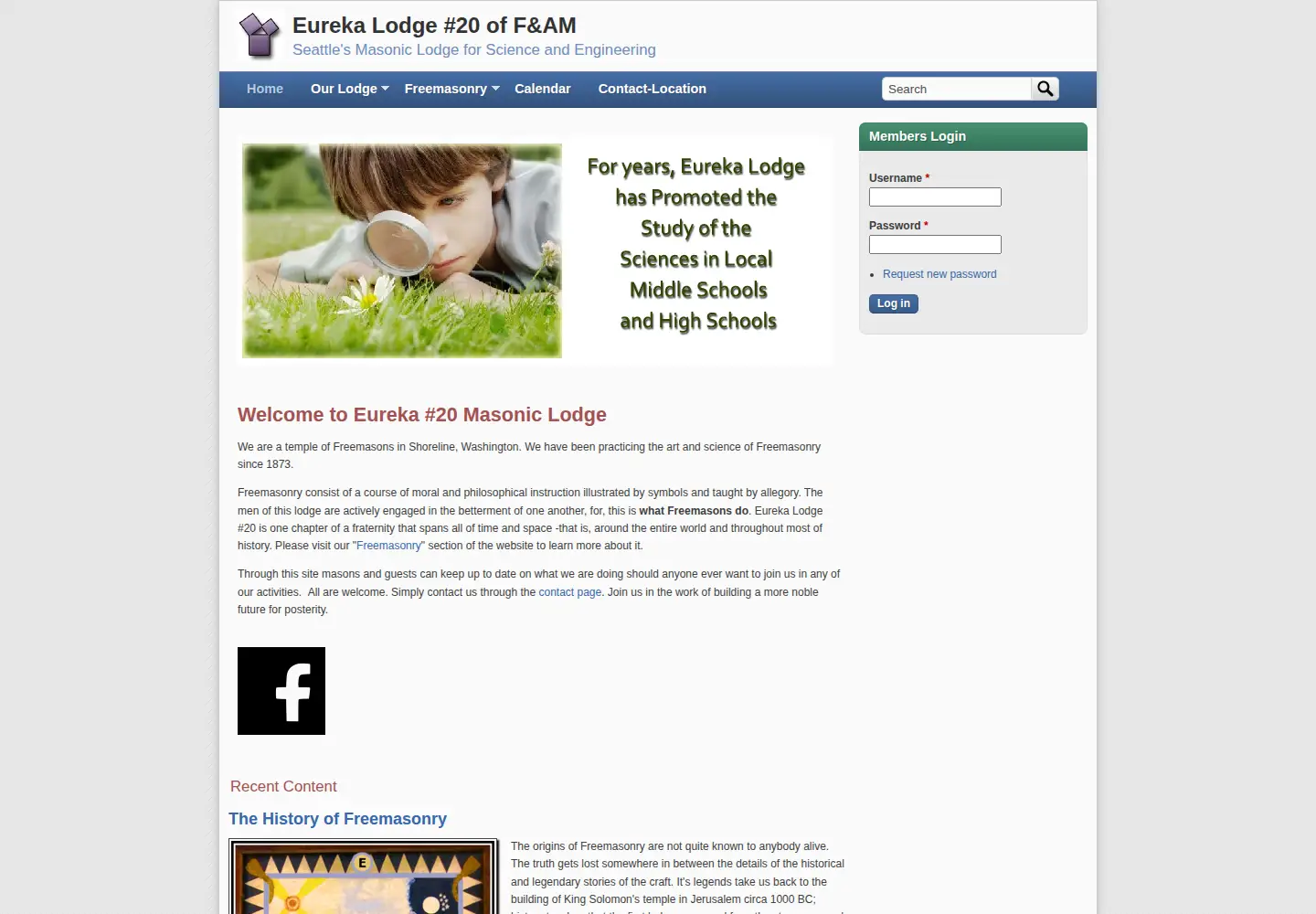 Screenshot of eurekamasons.org
