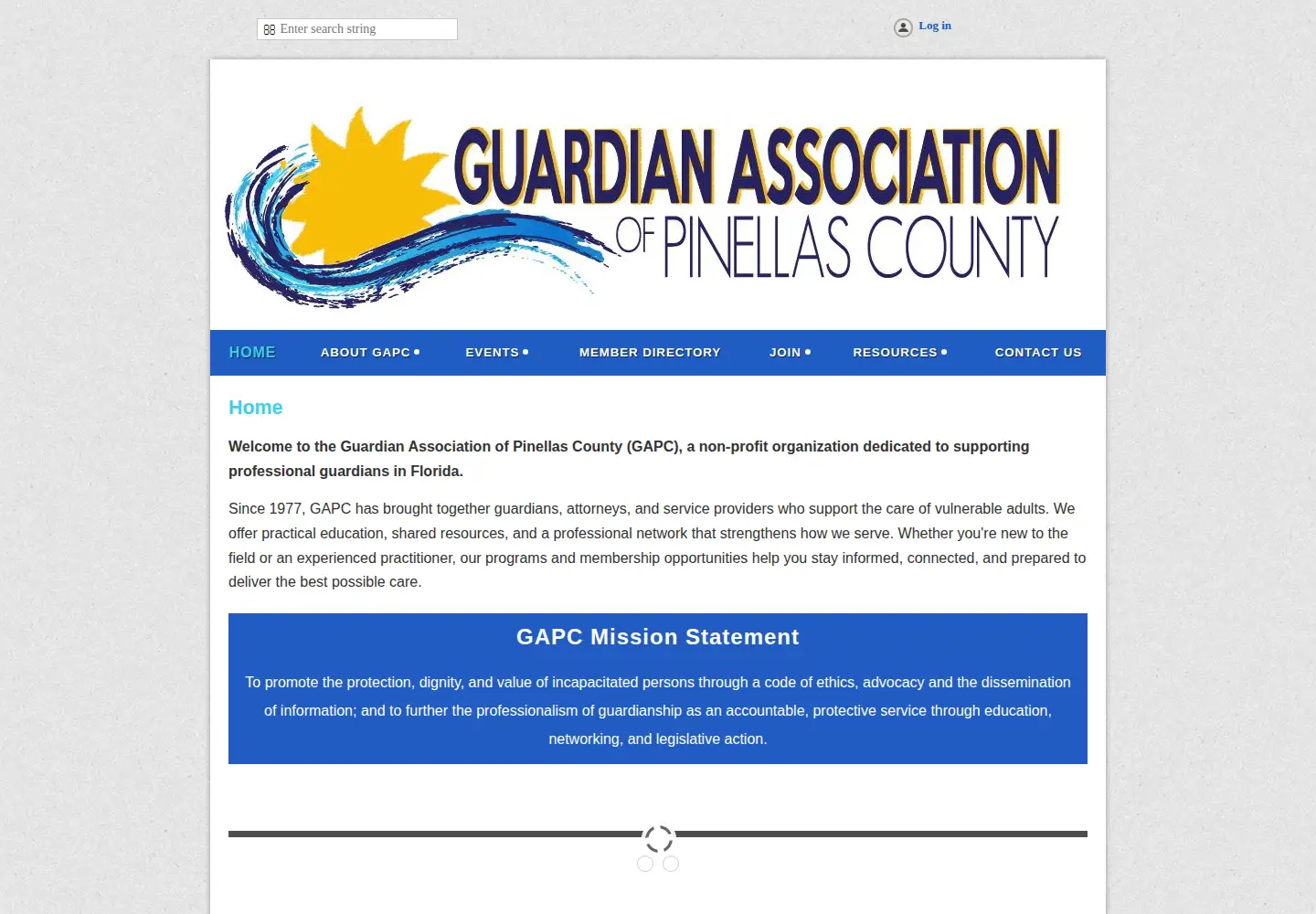 Captured homepage of guardianassociation.org in the current scan