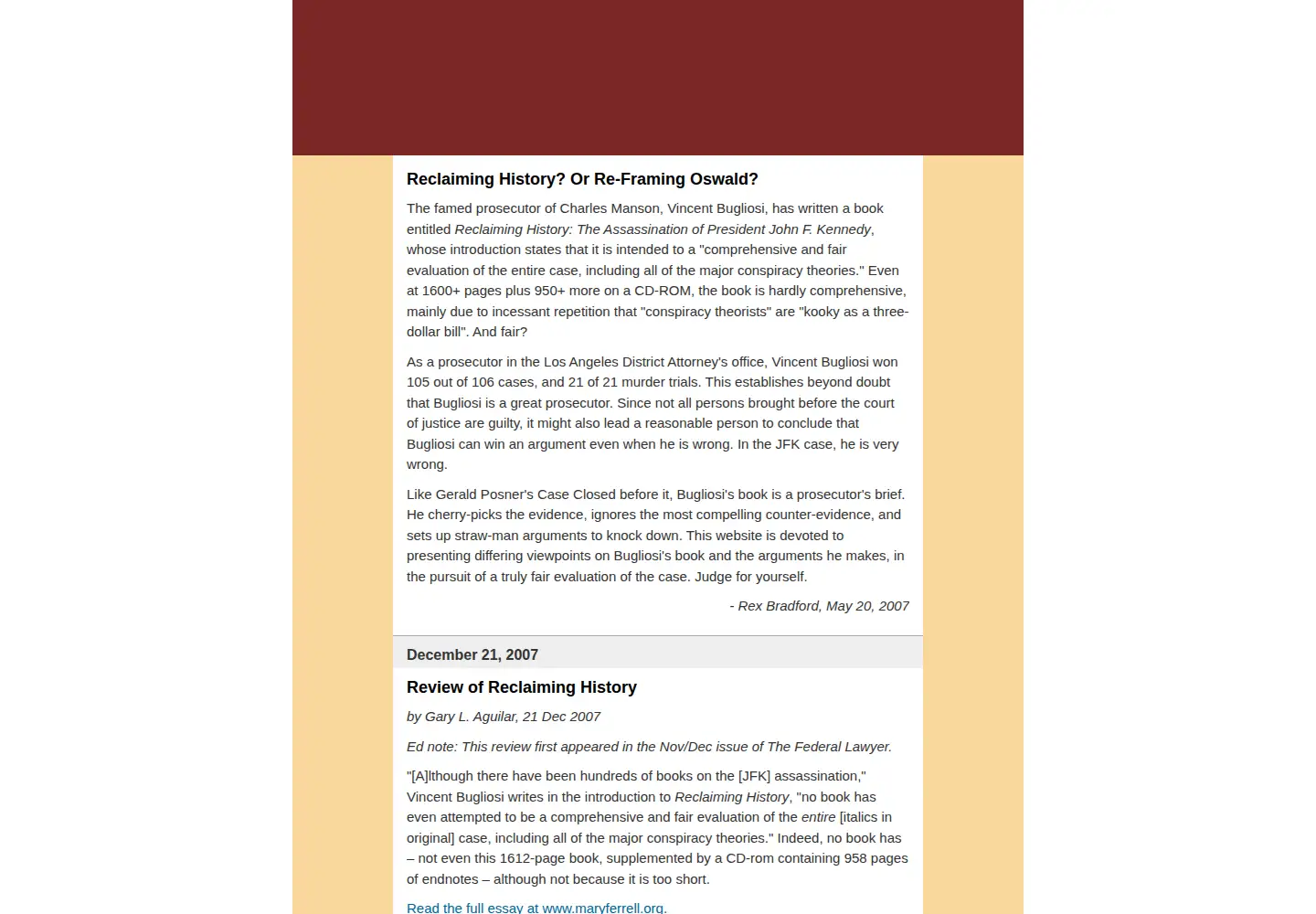 Screenshot of reclaiminghistory.org