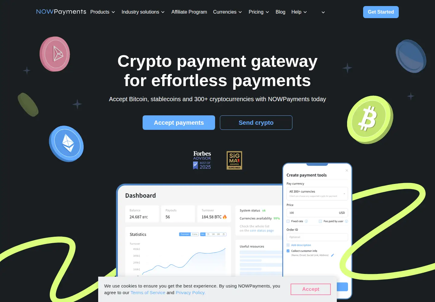 Screenshot of nowpayments.io