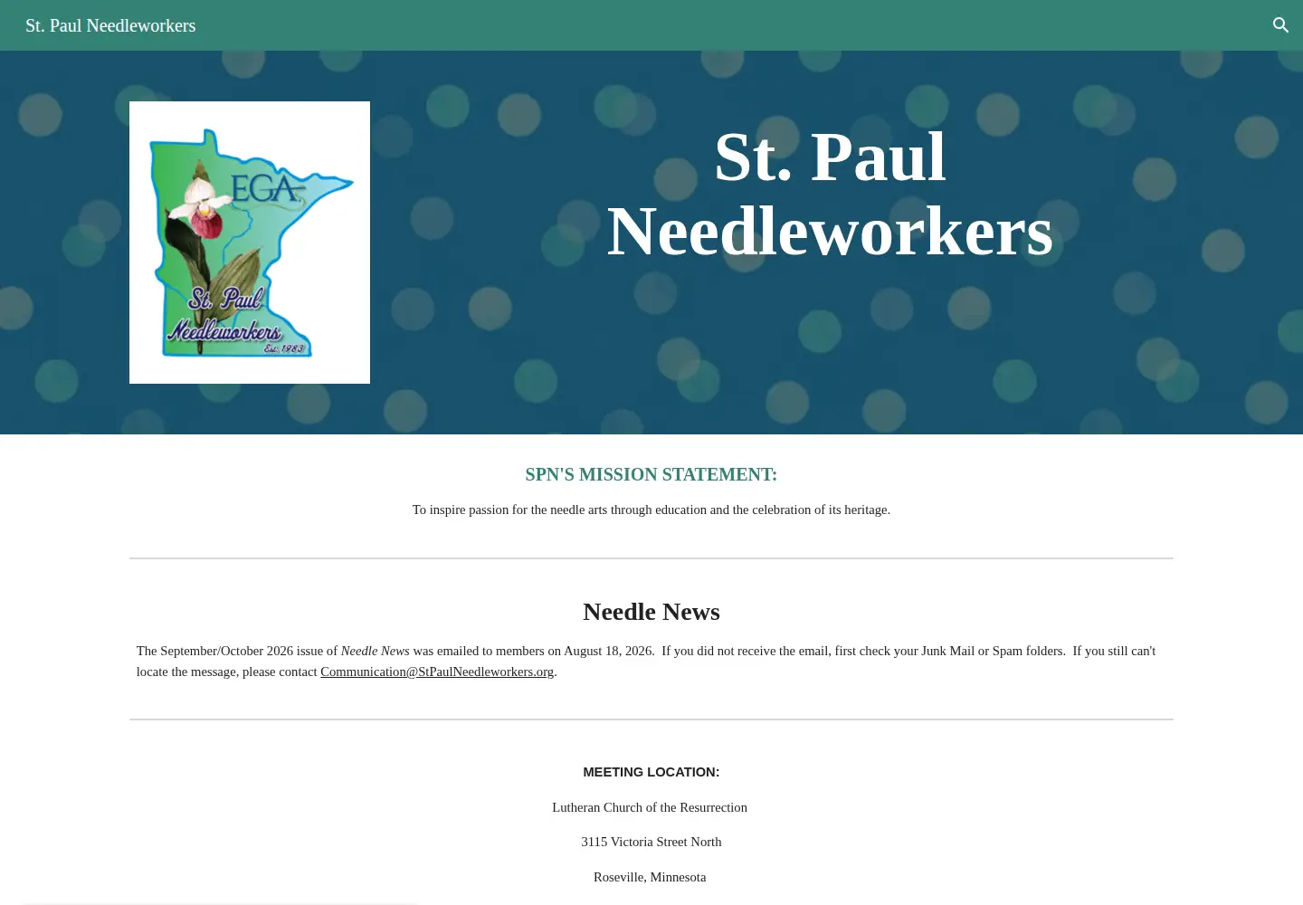 Screenshot of stpaulneedleworkers.org