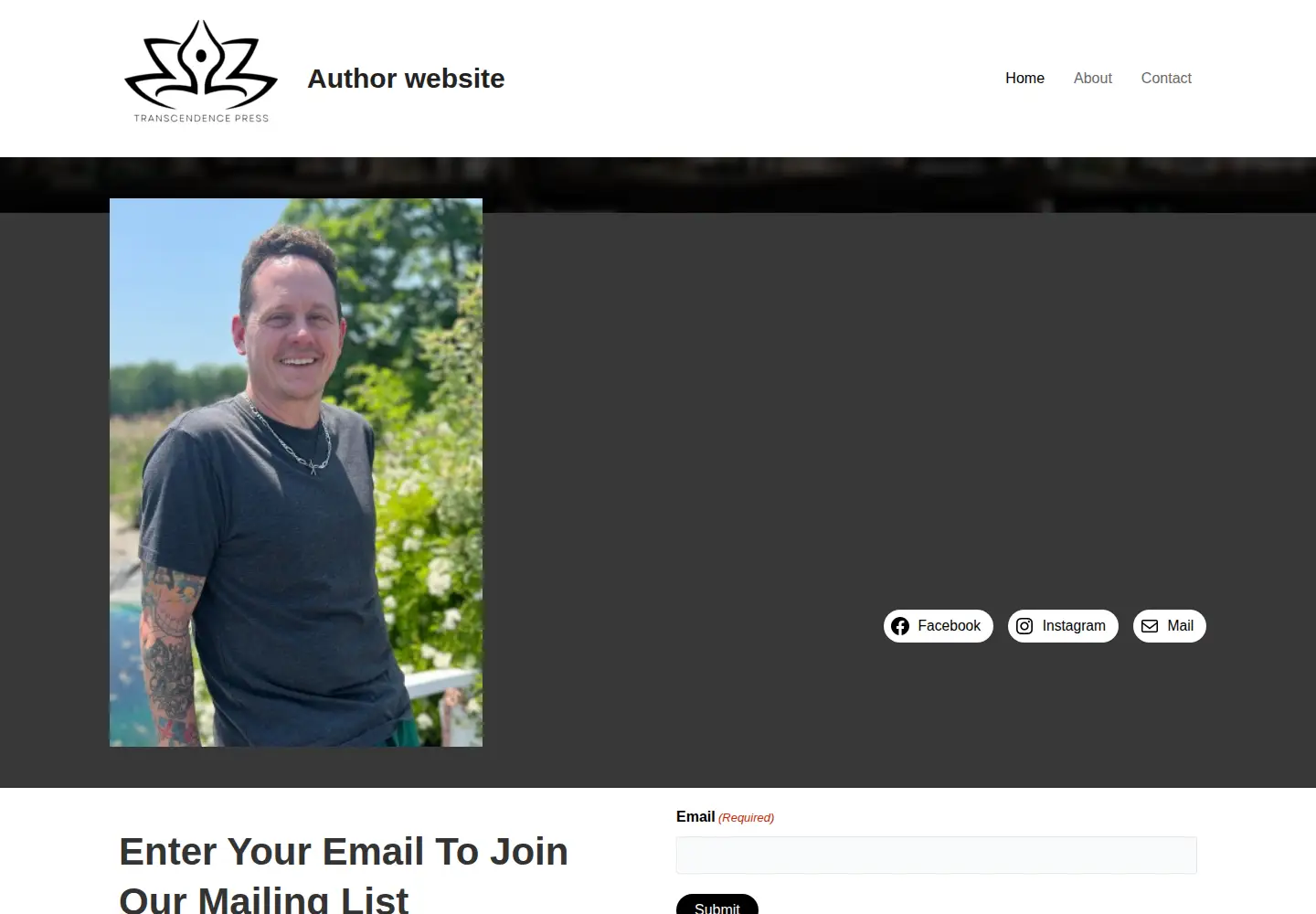 Captured homepage of transcendencepress.org in the current scan