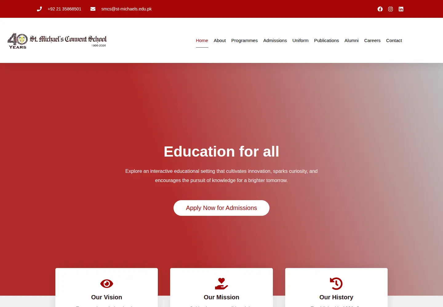 Captured homepage of st-michaels.edu.pk in the current scan