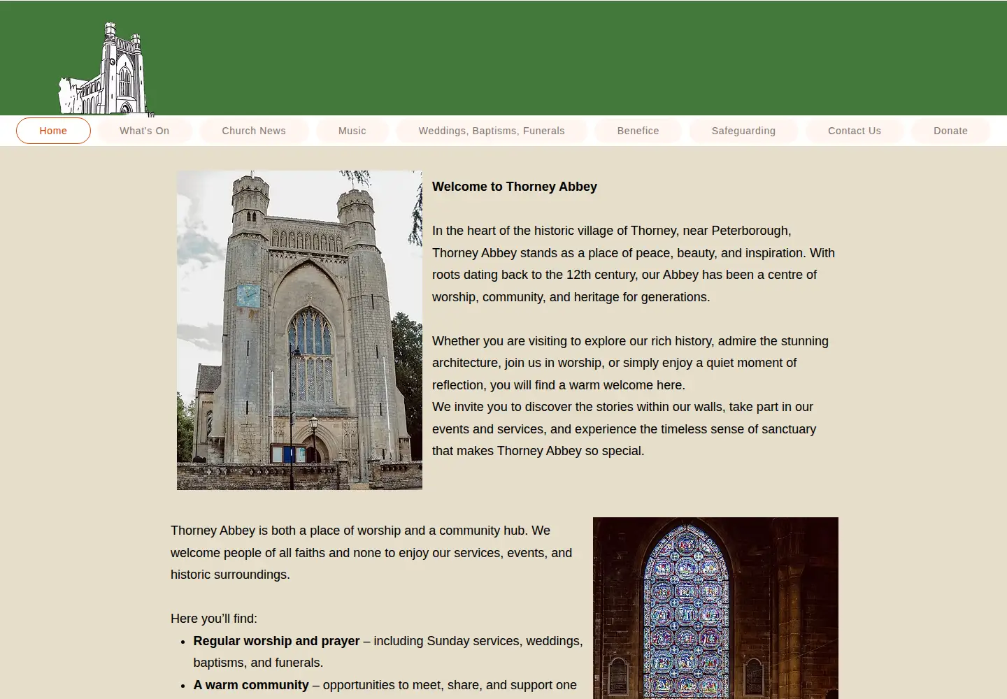 Captured homepage of thorneyabbey.co.uk in the current scan