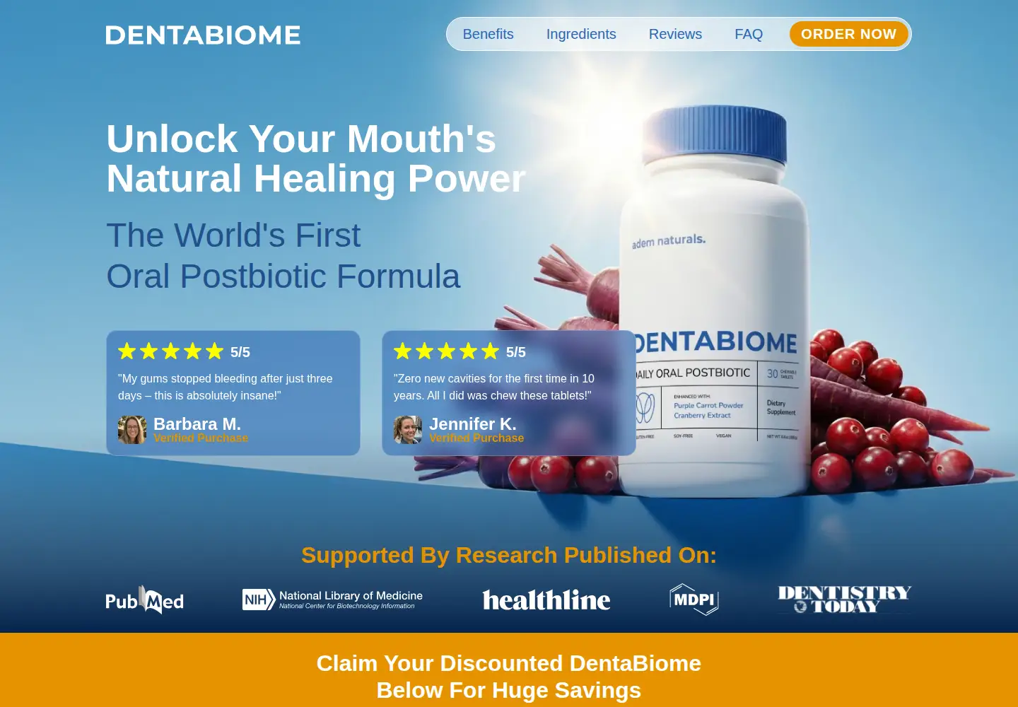 Captured homepage of dentabiome.ca in the current scan