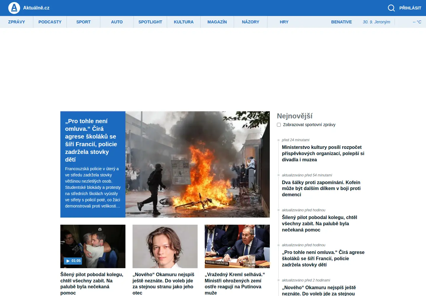 Screenshot of aktualne.cz