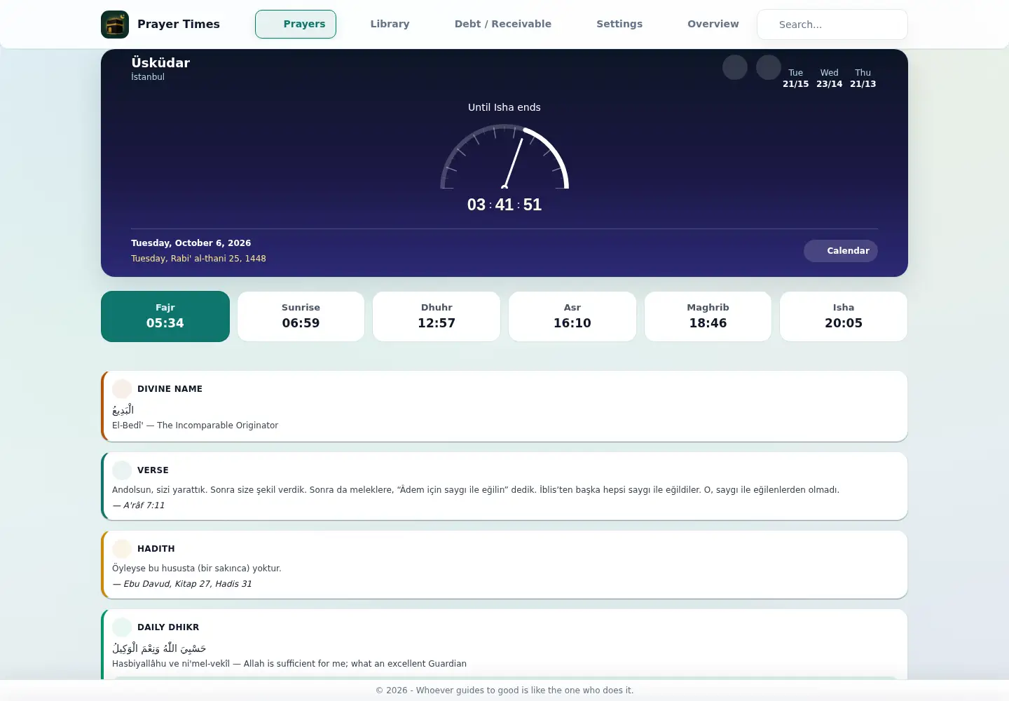 Screenshot of namazvakitleri.co