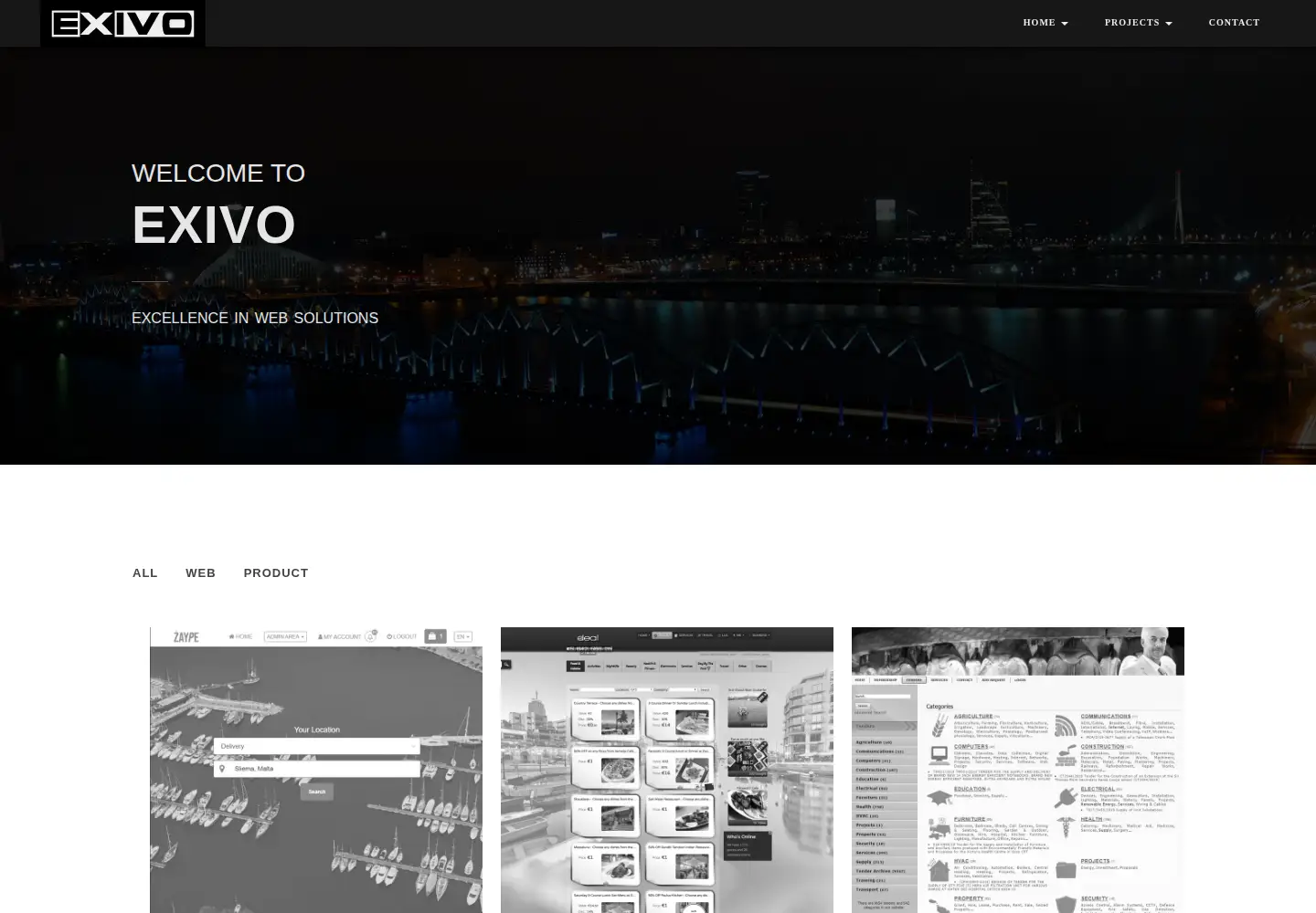 Captured homepage of exivo.com in the current scan