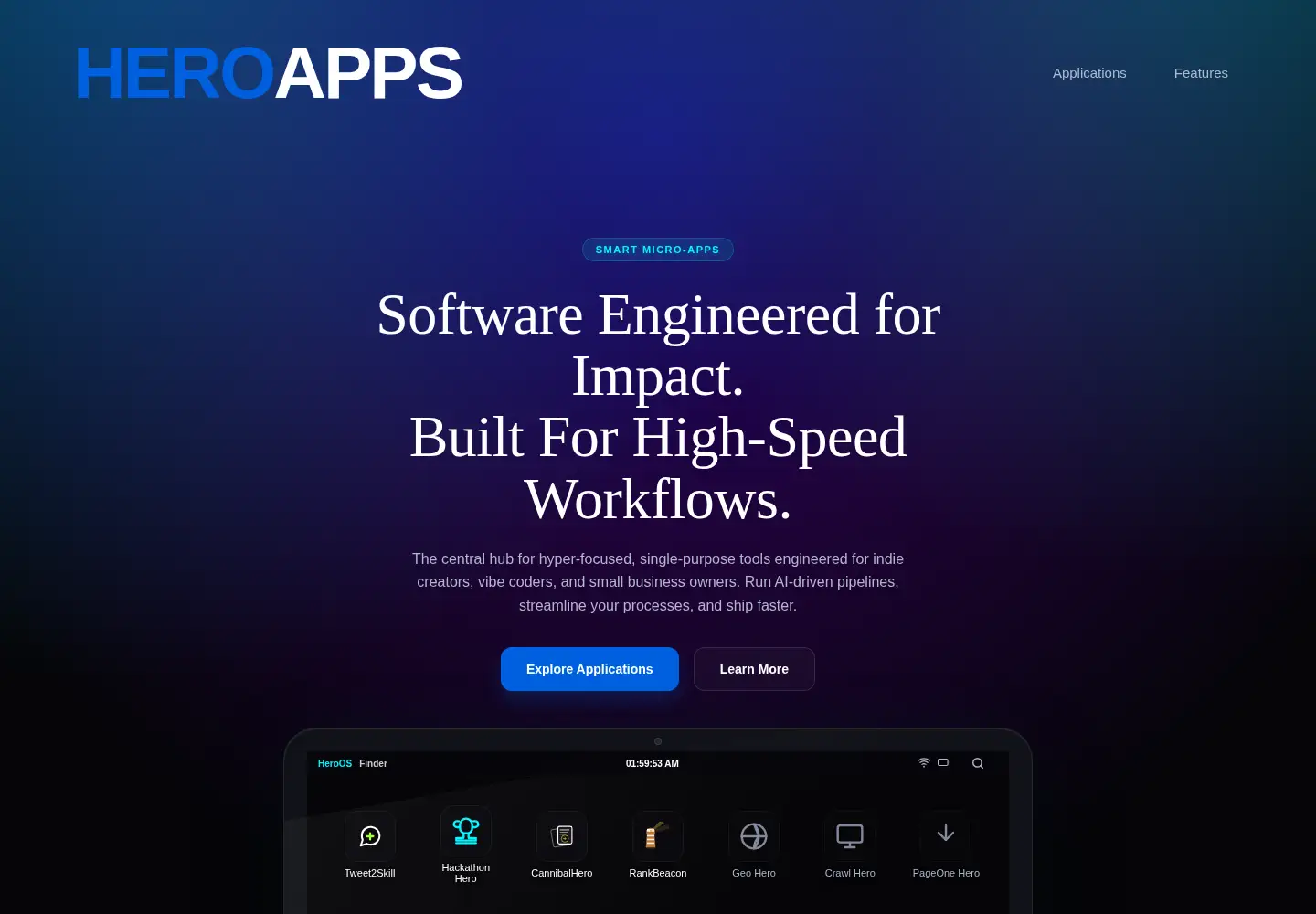 Captured homepage of hero-apps.com in the current scan