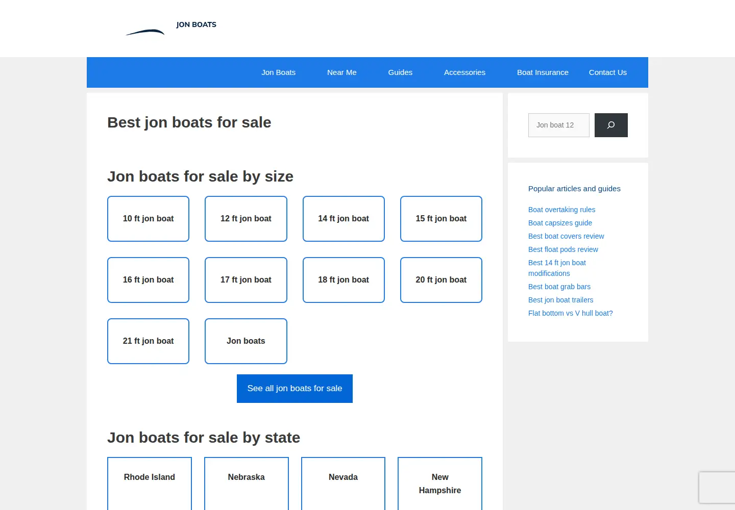 Screenshot of jon-boats-for-sale.com