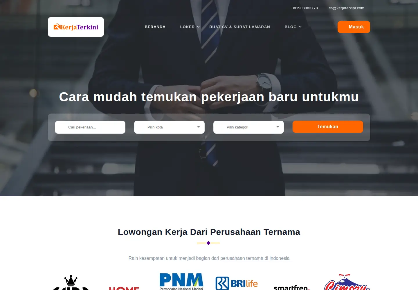 Screenshot of kerjaterkini.com