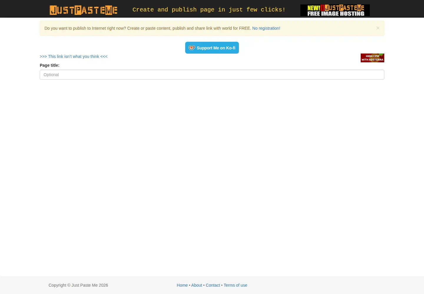 Screenshot of justpaste.me
