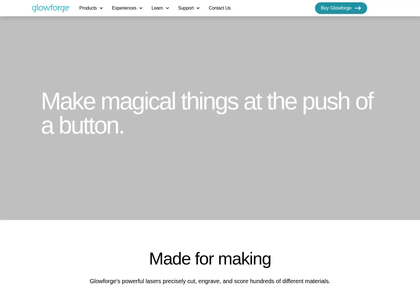 Screenshot of glowforge.com