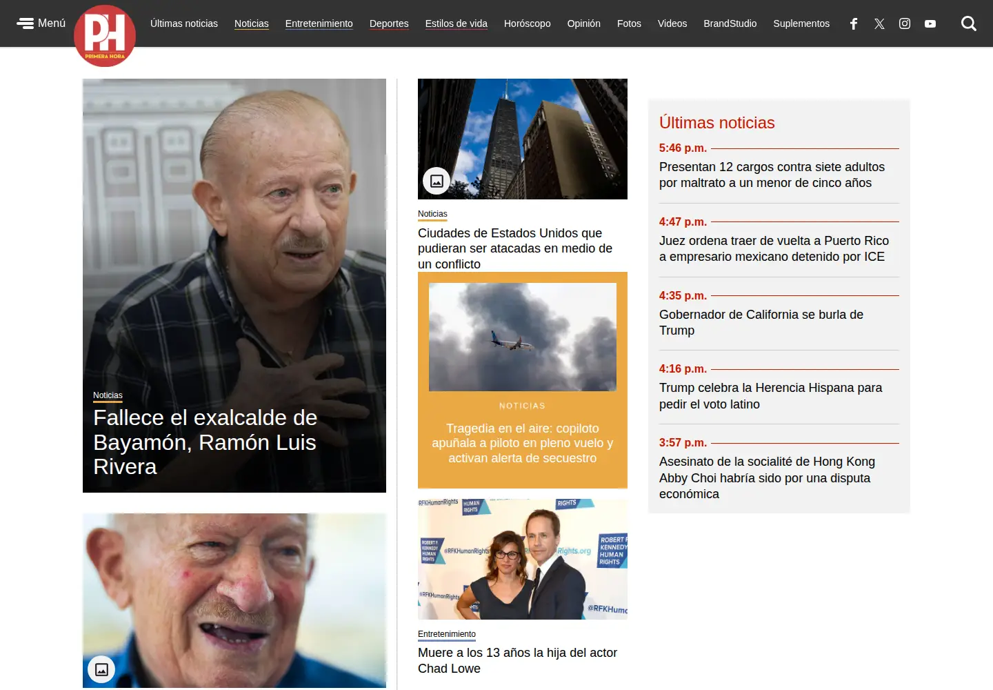 Screenshot of primerahora.com
