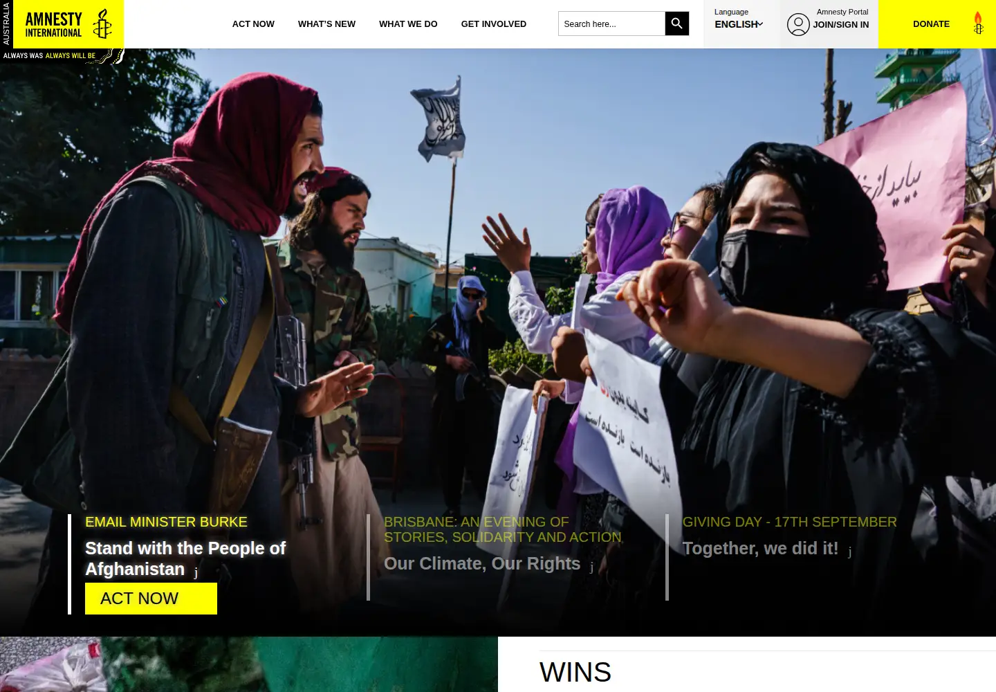 Screenshot of amnesty.org.au