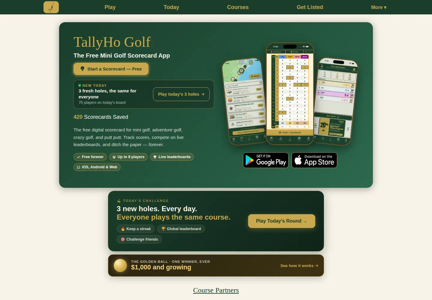 Captured homepage of tallyhogolf.com in the current scan