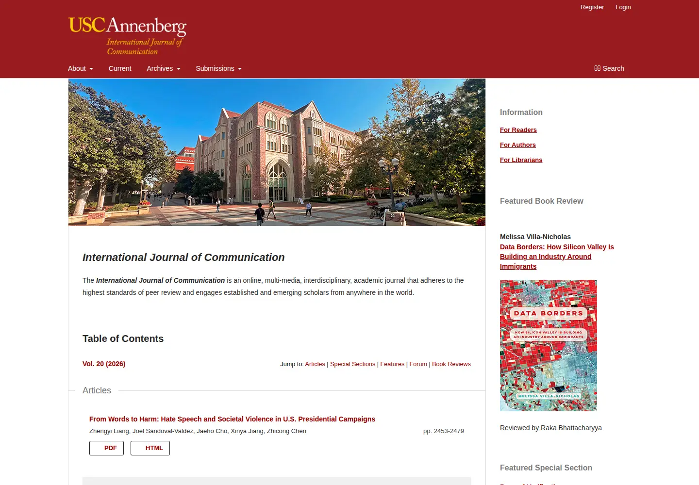 Screenshot of ijoc.org
