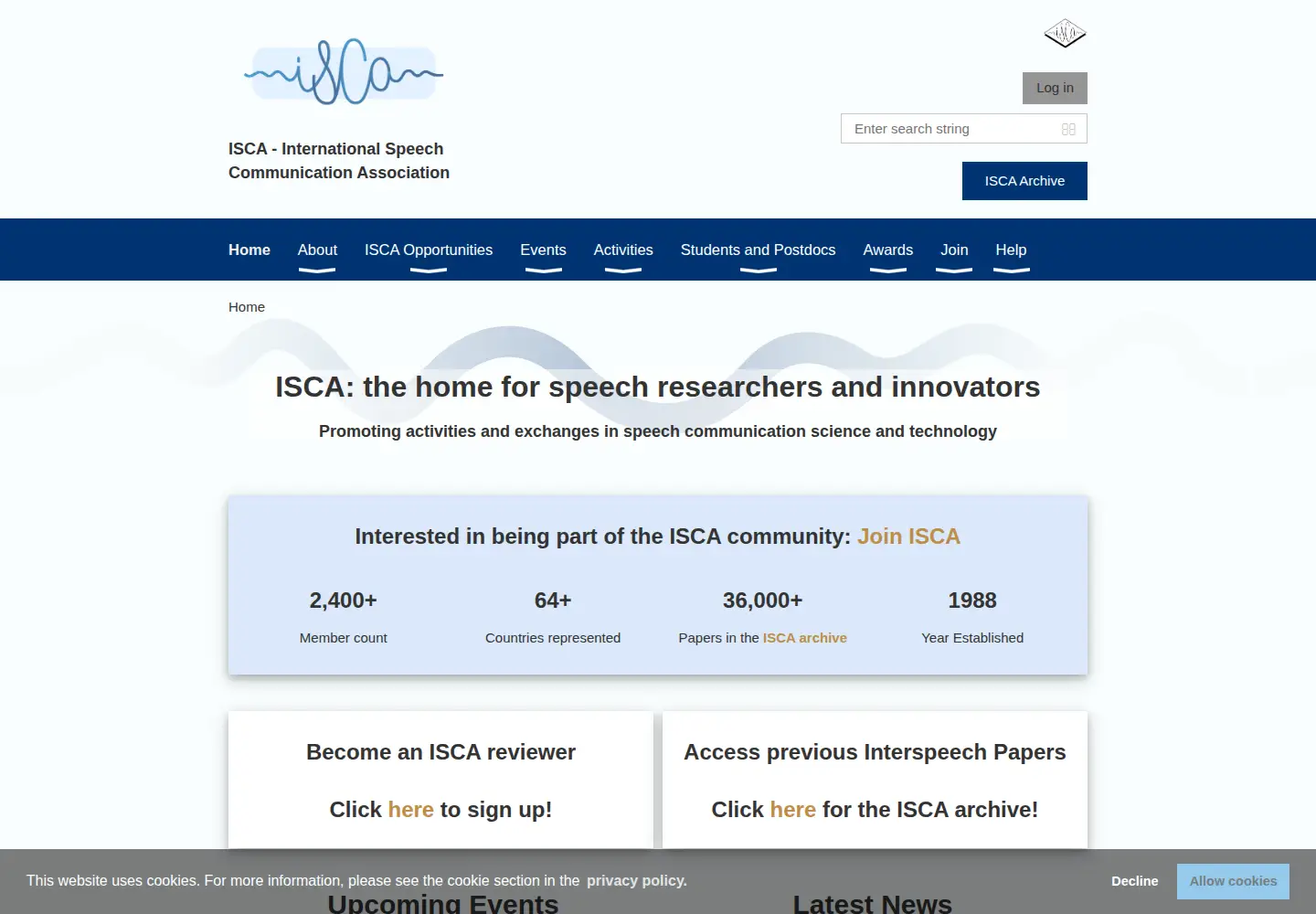 Screenshot of isca-speech.org