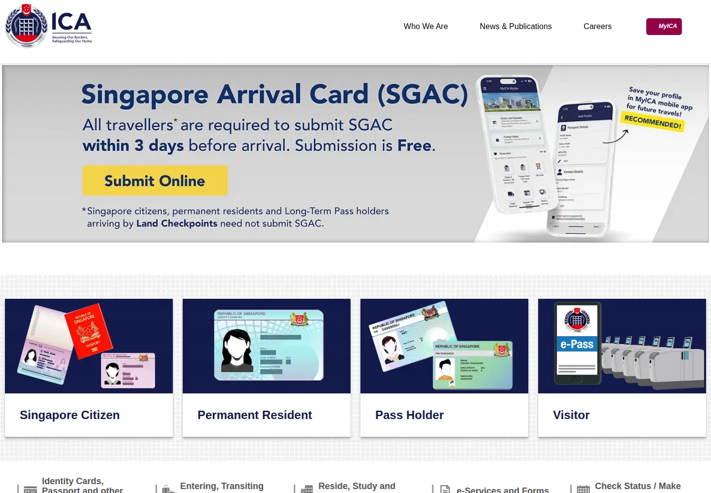 Screenshot of ica.gov.sg