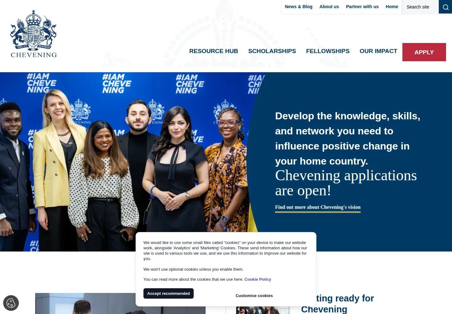 Screenshot of chevening.org