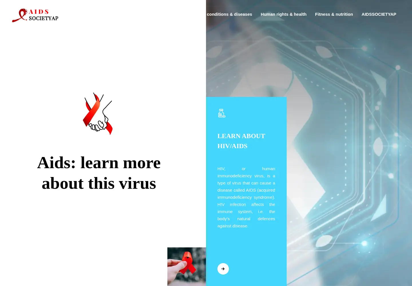 Captured homepage of aidssocietyap.org in the current scan