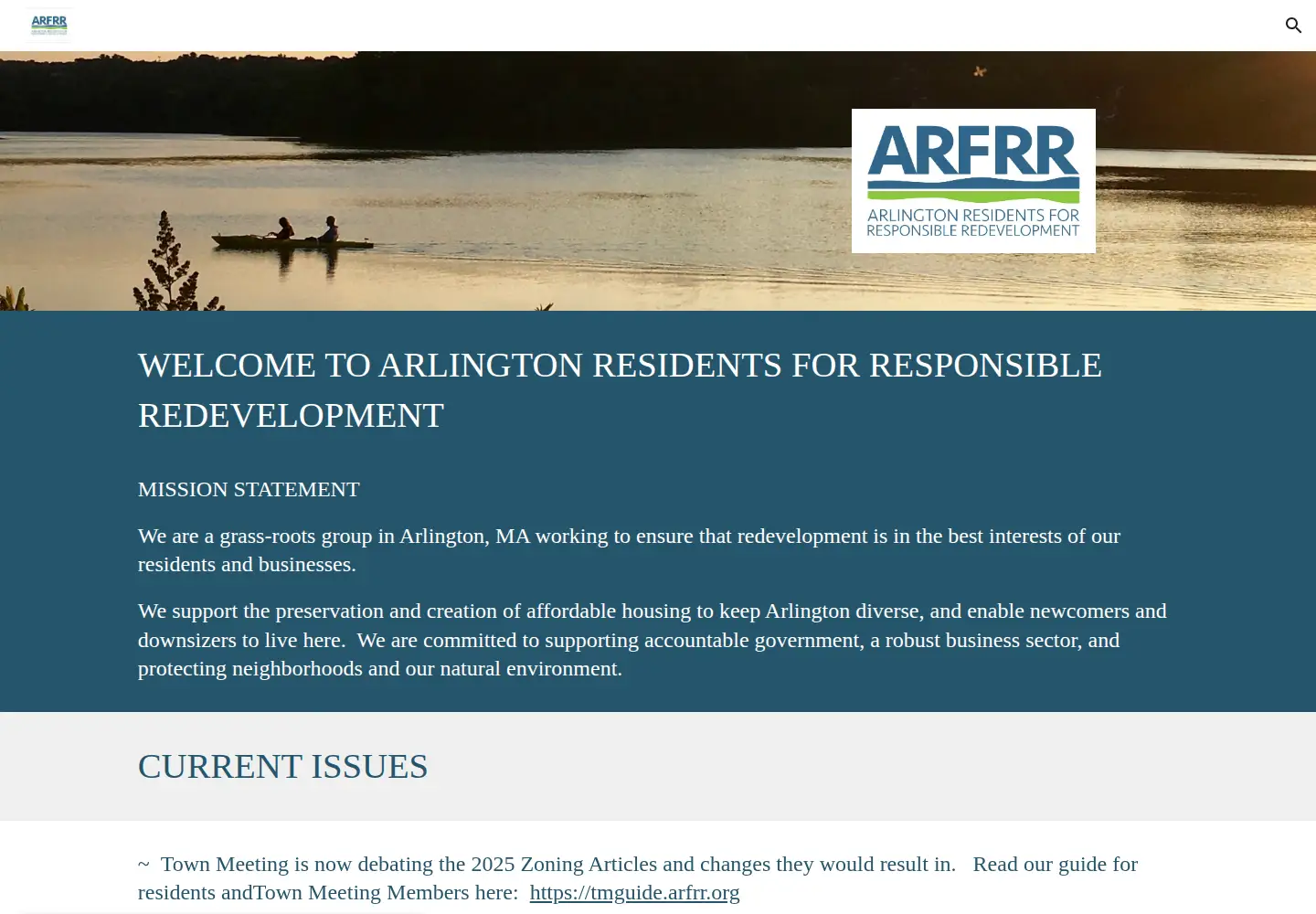 Captured homepage of arfrr.org in the current scan