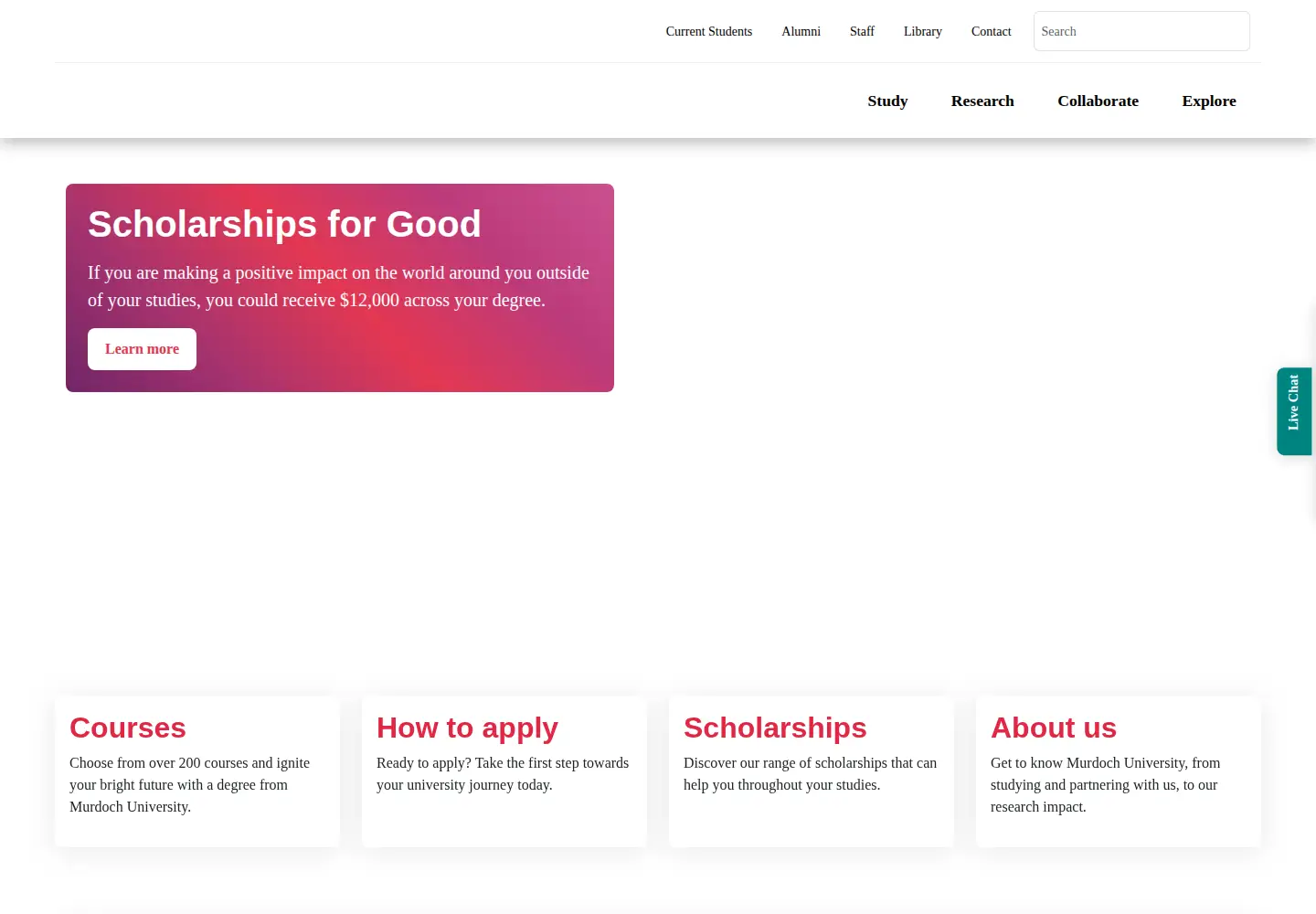 Screenshot of murdoch.edu.au