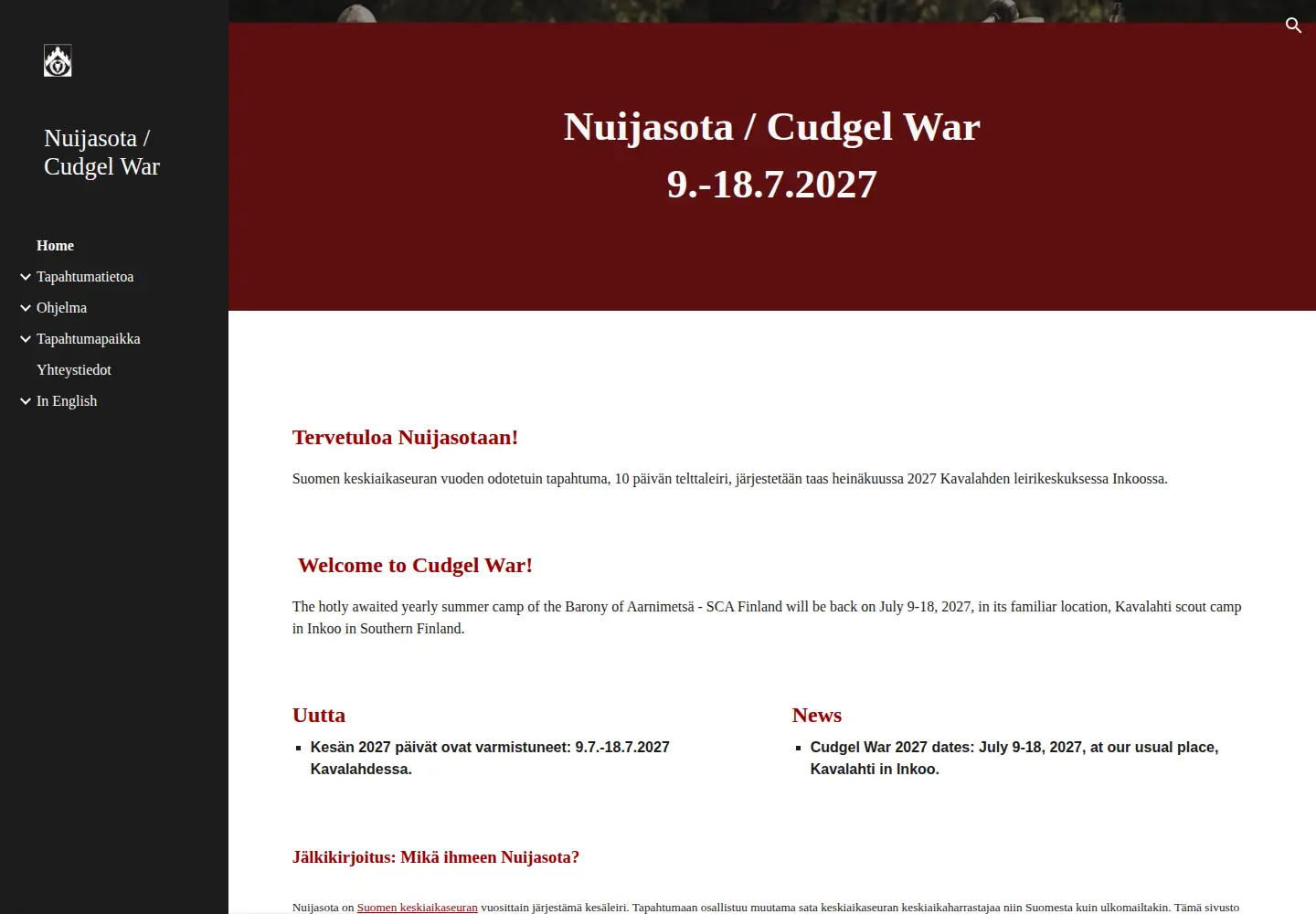 Screenshot of cudgelwar.org