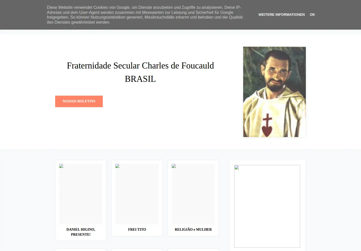 Screenshot of fraternidadeleigacharlesdefoucauldbrasil.org