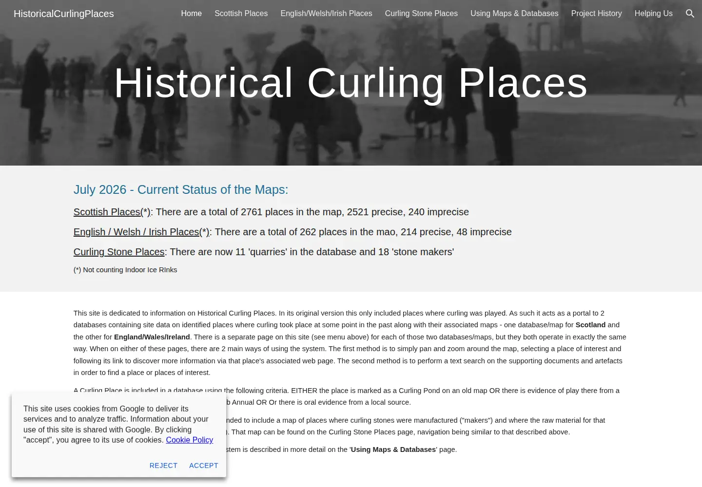 Screenshot of historicalcurlingplaces.org