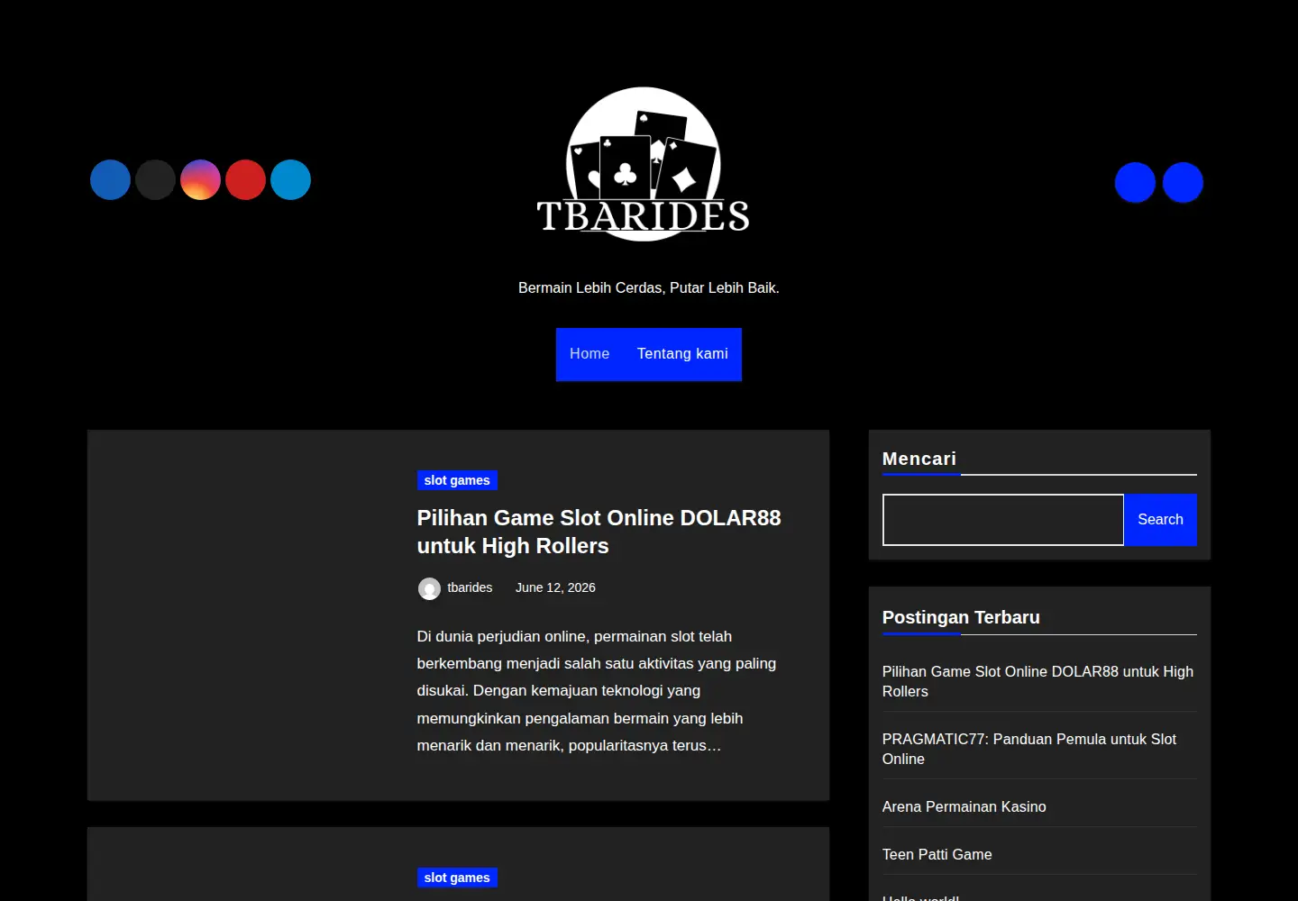 Captured homepage of tbarides.org in the current scan