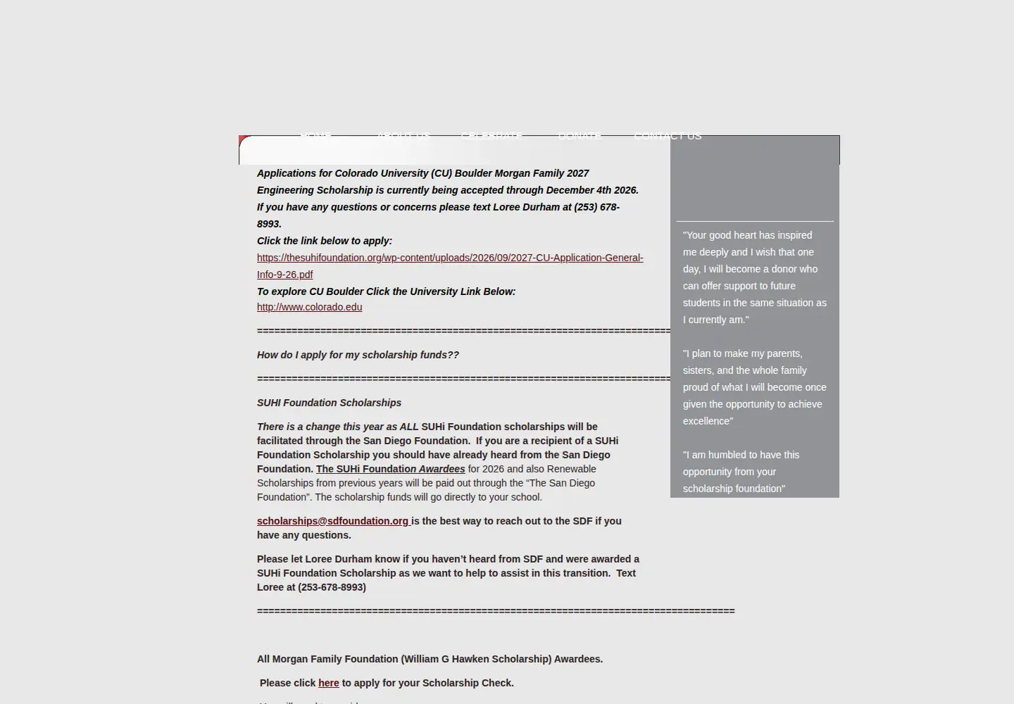 Captured homepage of thesuhifoundation.org in the current scan