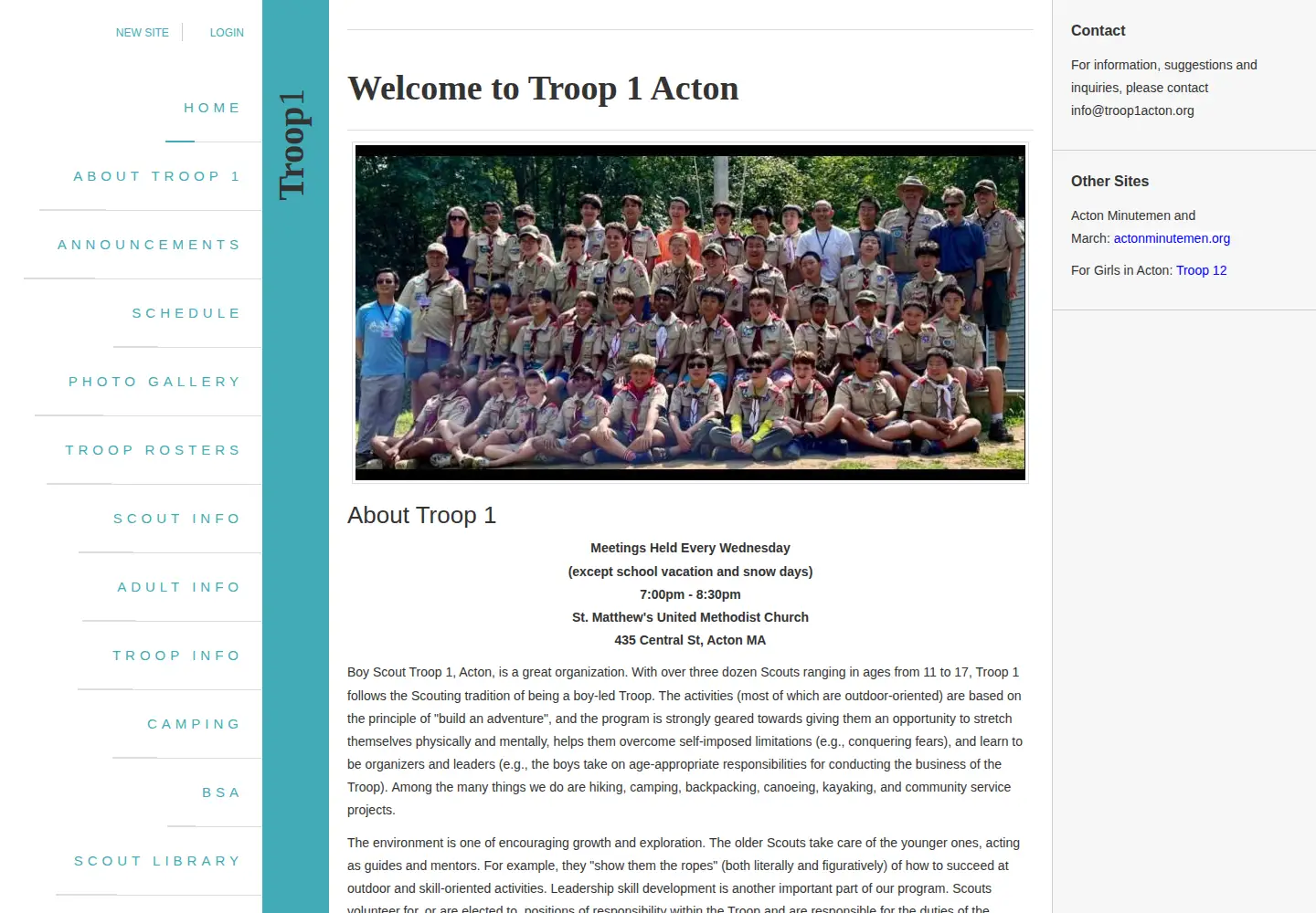 Screenshot of troop1acton.org