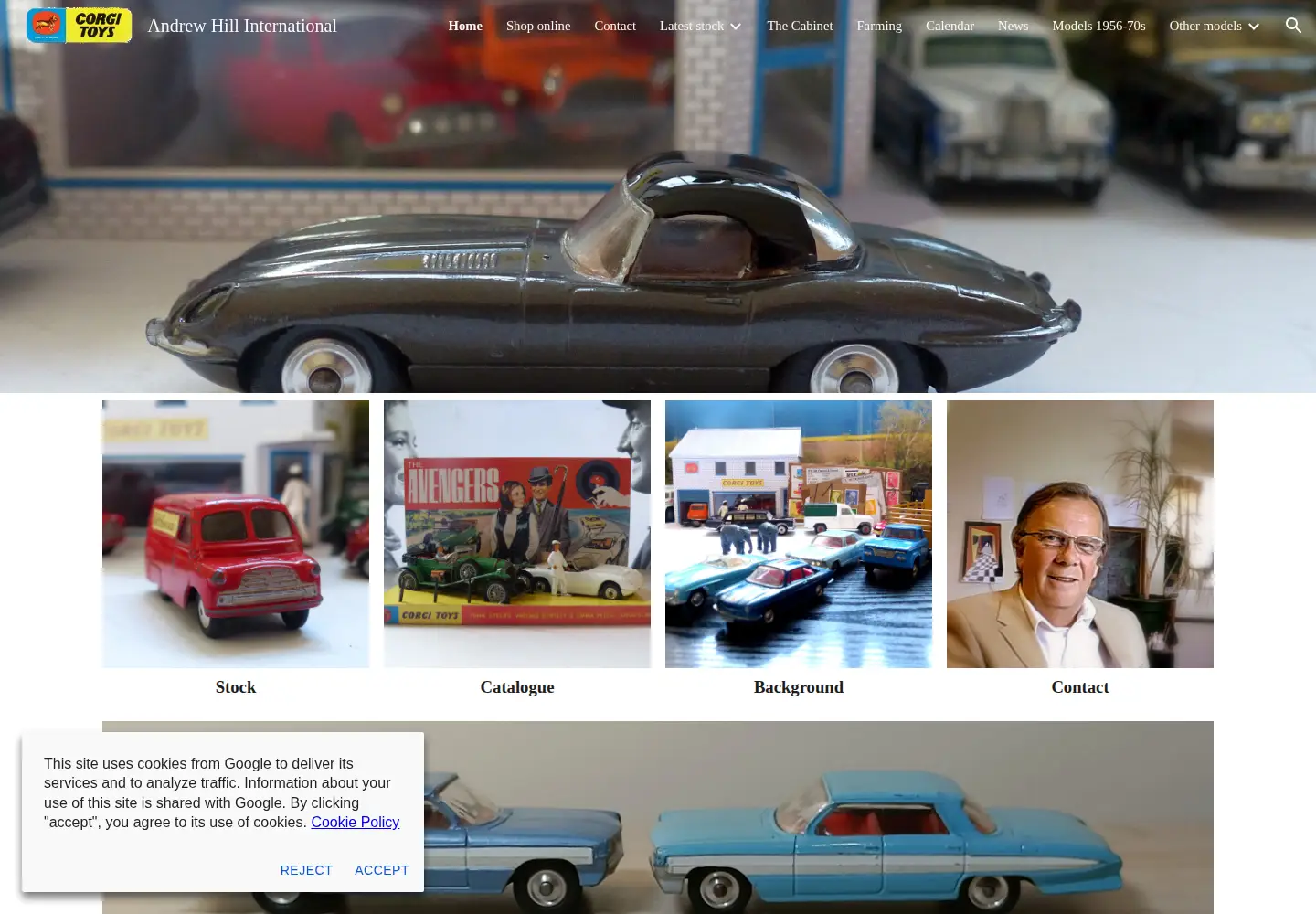 Captured homepage of corgi.toys in the current scan