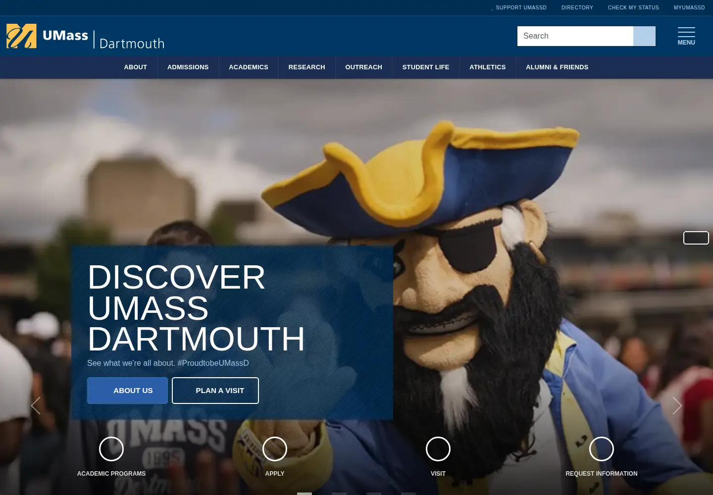 Screenshot of umassd.edu