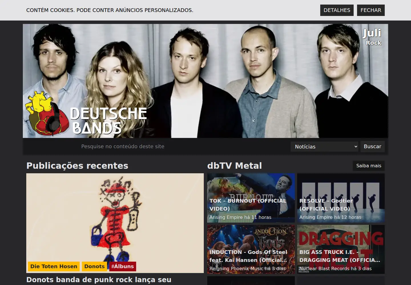 Captured homepage of dbands.com.br in the current scan