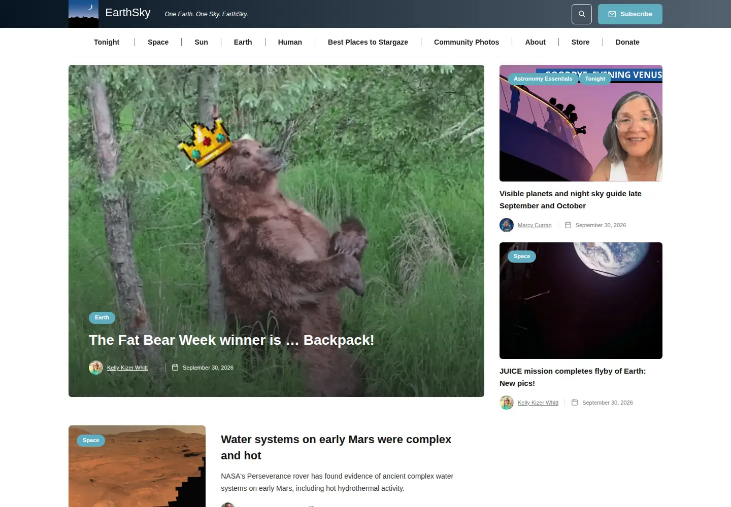 Screenshot of earthsky.org