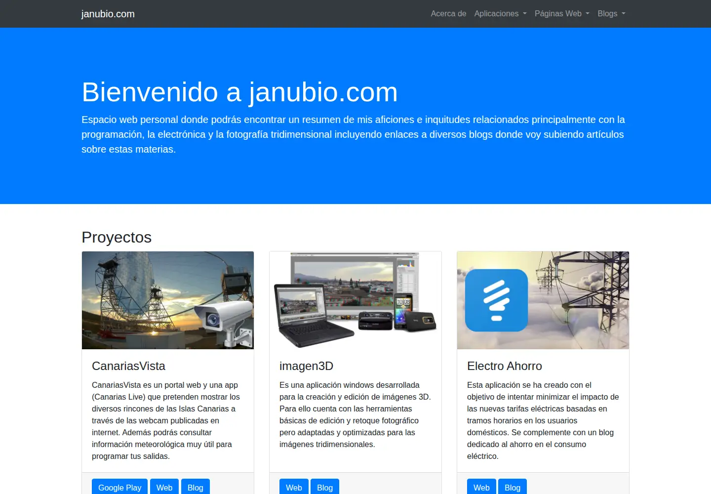 Captured homepage of janubio.com in the current scan
