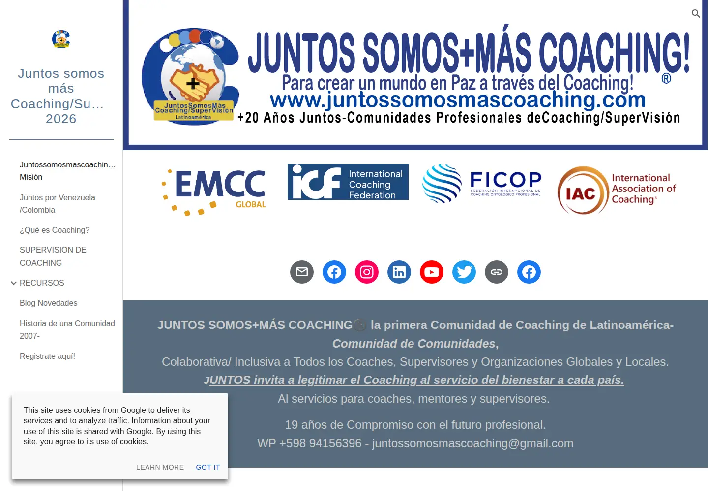 Captured homepage of juntossomosmascoaching.com in the current scan