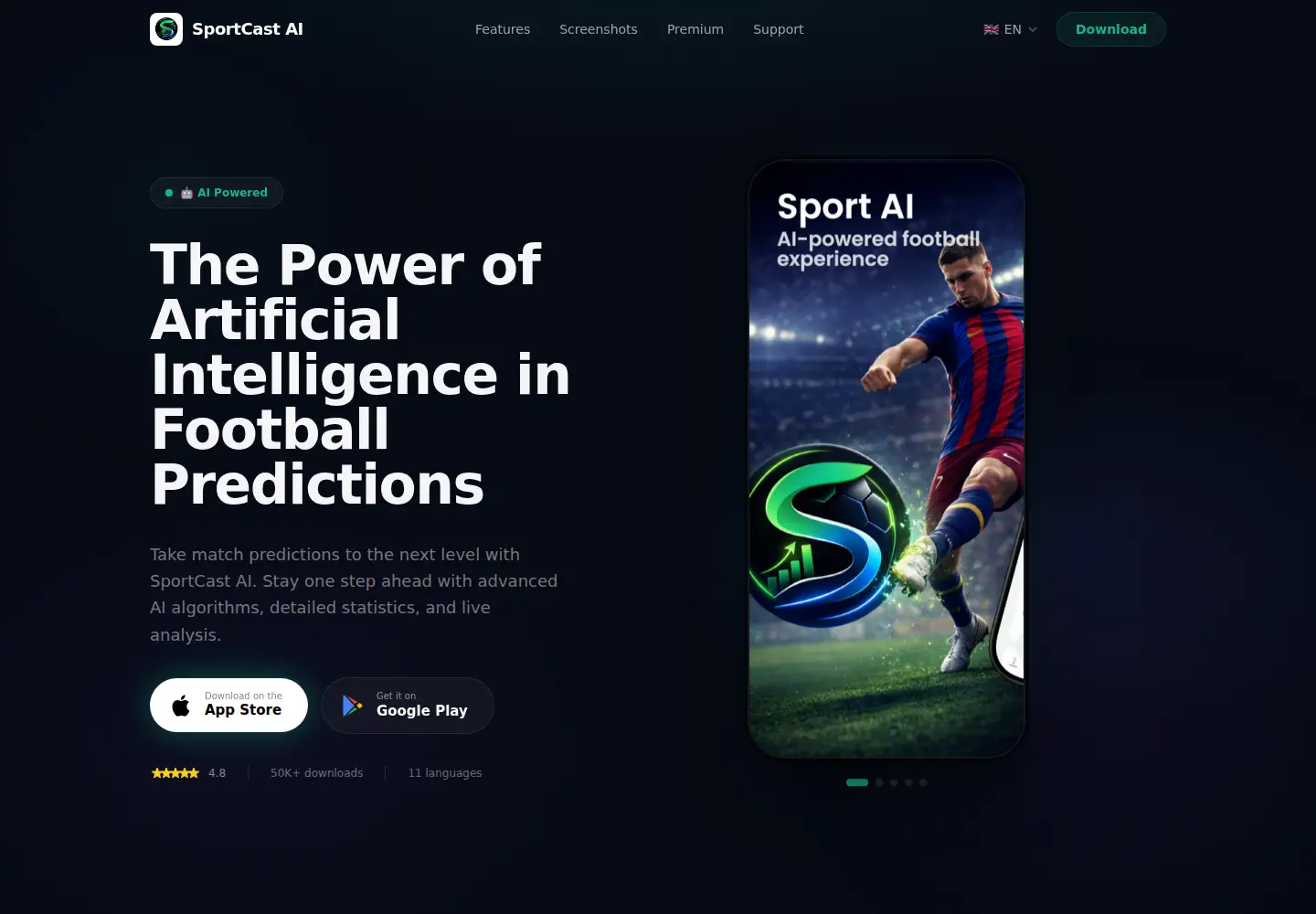 Screenshot of sportcastai.com