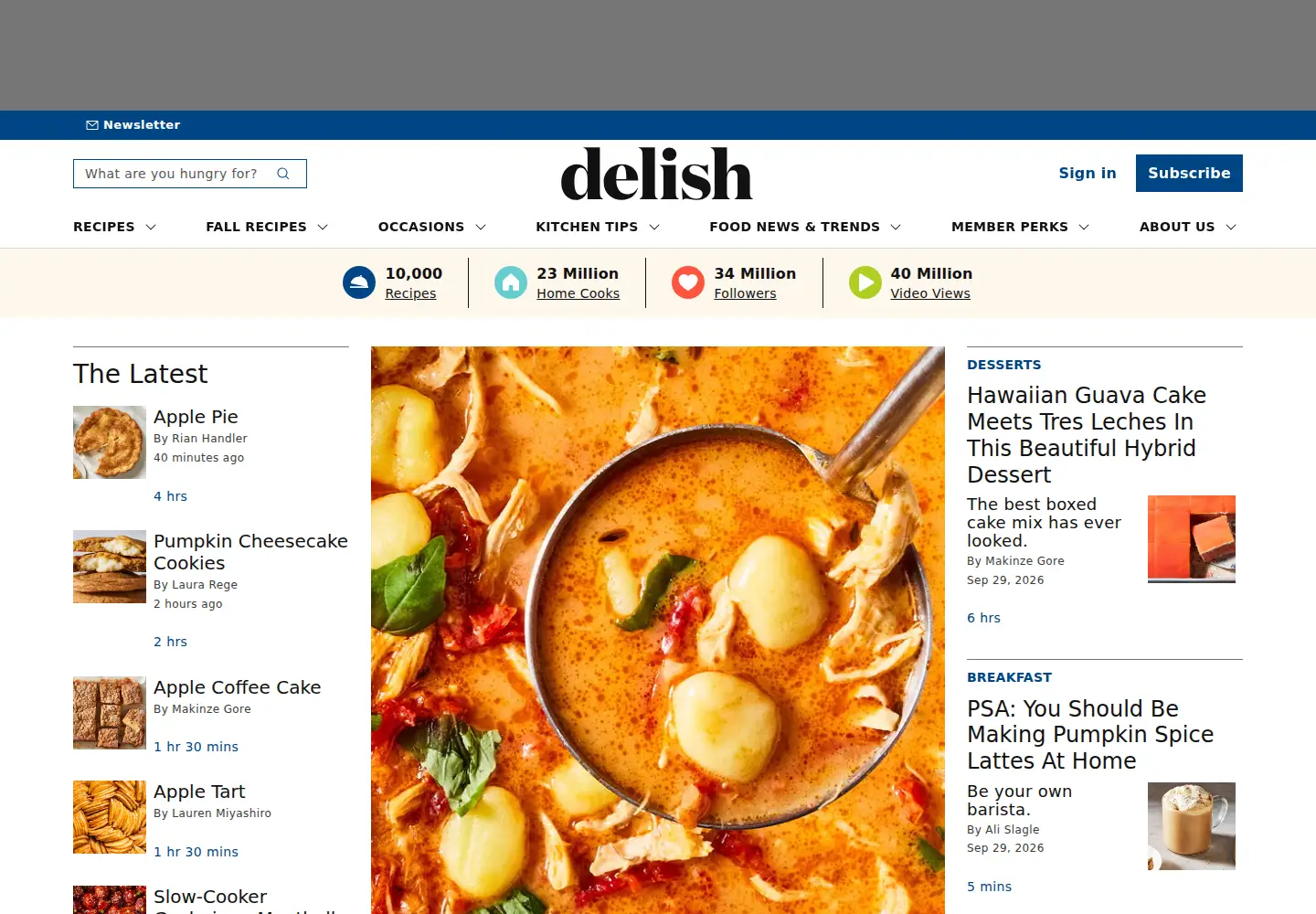 Screenshot of delish.com