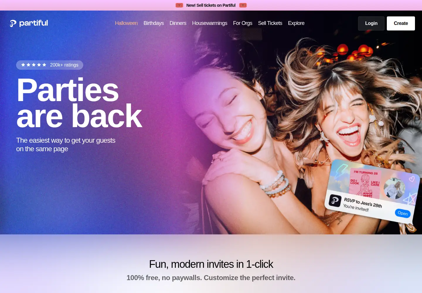 Screenshot of partiful.com